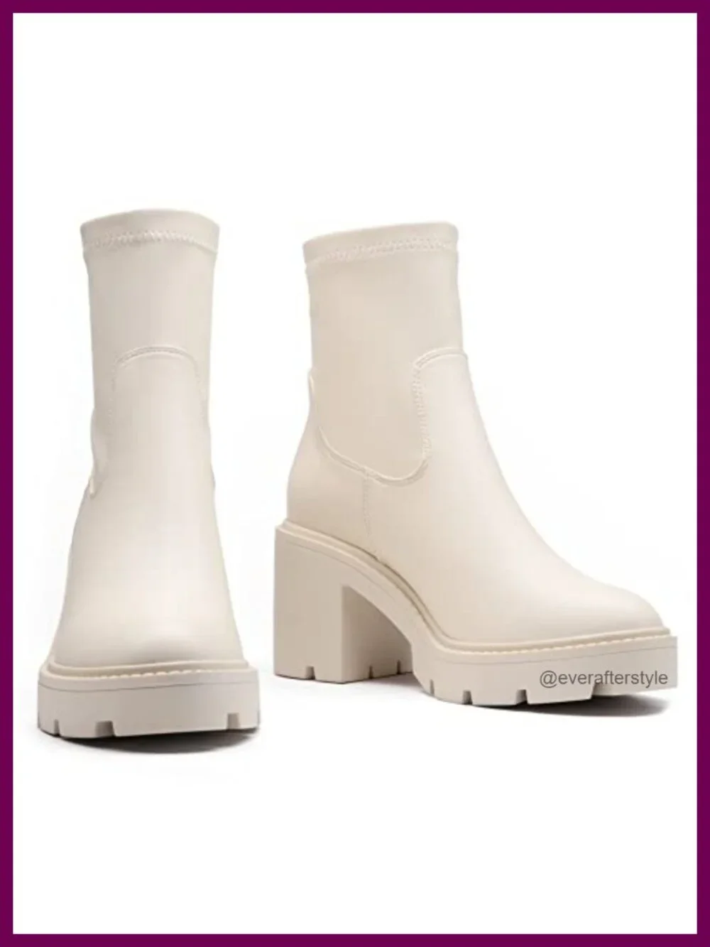 Women's Chelsea Ankle Boots Chunky Heel Lug Sole Faux Leather Pull-On Booties